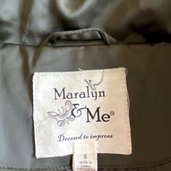 Maralyn & Me Cropped Puffer‎ Bomber Jacket Shiny Olive Sz S Silky Soft Cozy - Picture 5 of 11